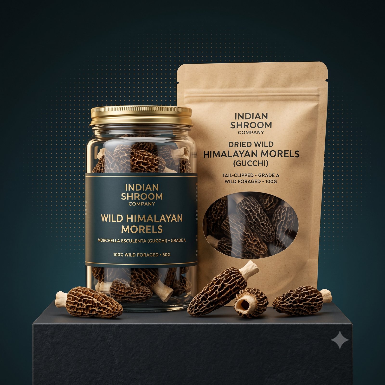 Dried morel (gucchi) mushrooms