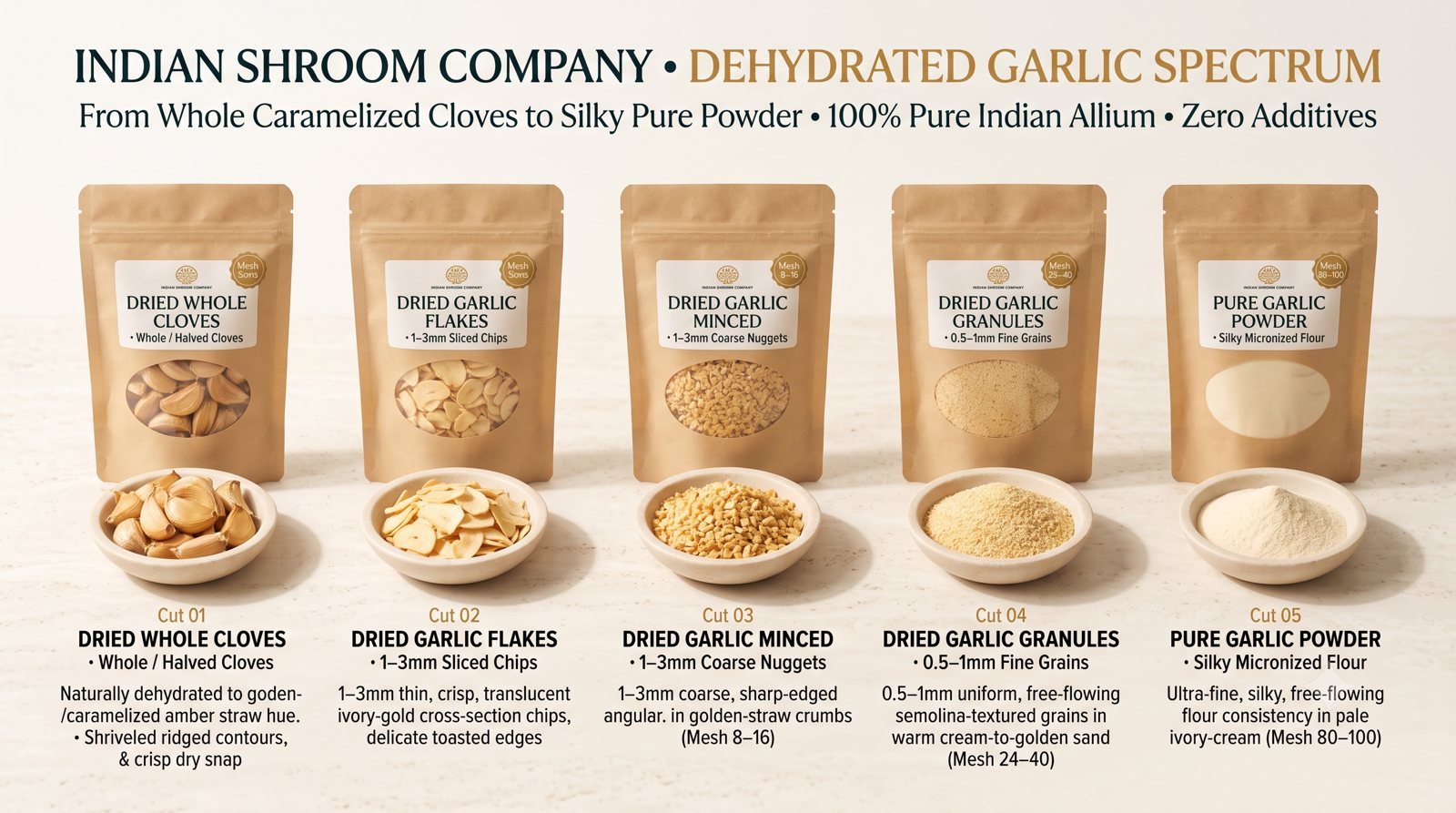 Full dehydrated garlic range