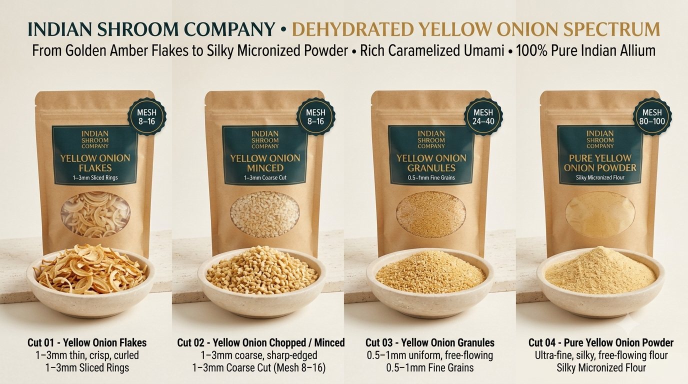 Dehydrated yellow onion range
