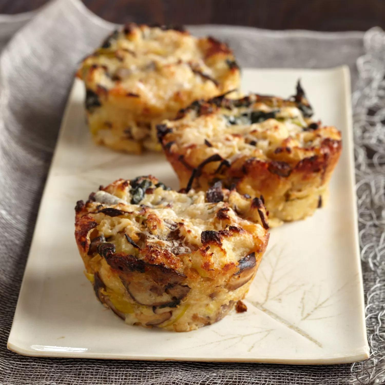 spinach-shiitake-bread-puddings