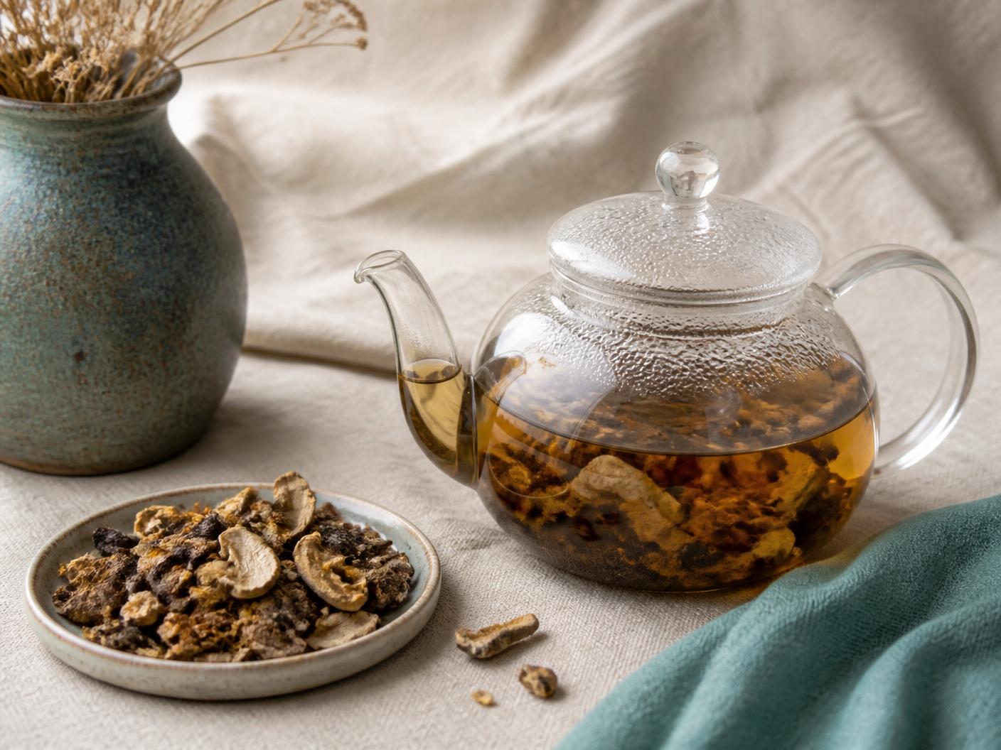 Mushroom herbal tea blends