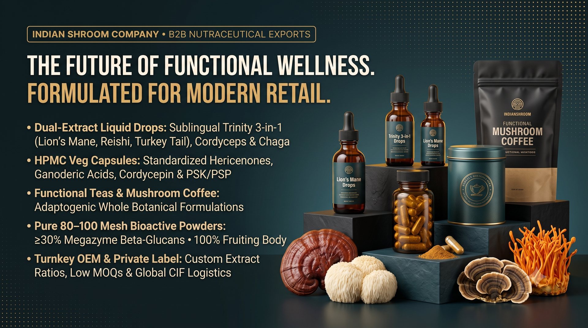 The future of functional wellness — Indian Shroom Company B2B mushroom nutraceutical exports